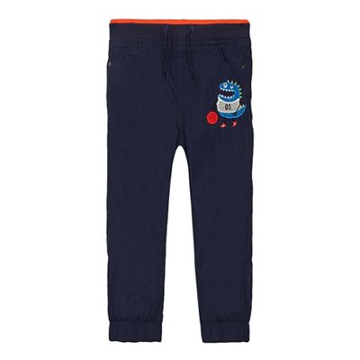 bluezoo Boys' blue monster applique poplin trousers